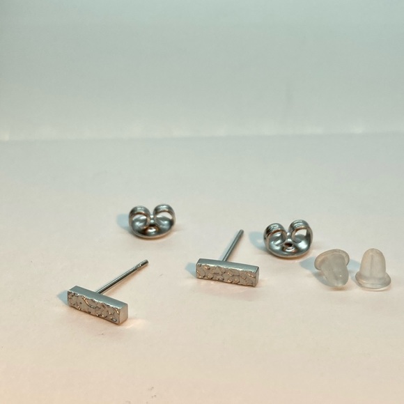 Stainless Steel Bar Stud Earrings - Picture 3 of 4
